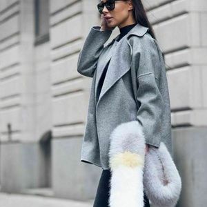 ⭐️HOST PICK⭐️ Zara Handmade Grey Wool Blend Double Breasted Jacket Size Medium